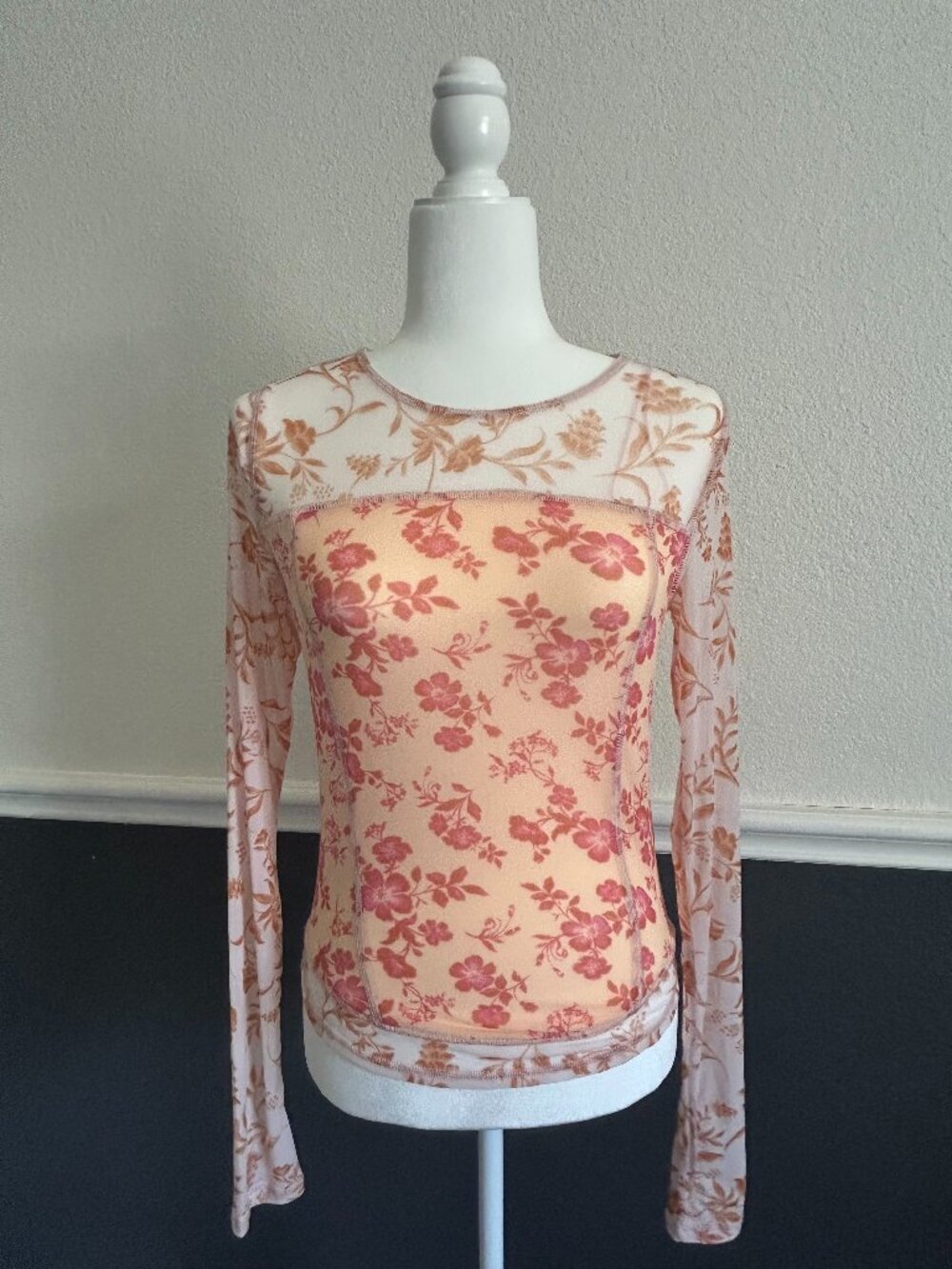 Free People sheer long sleeve top